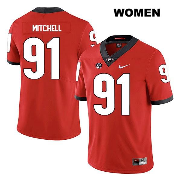 Georgia Bulldogs Women's Tymon Mitchell #91 NCAA Legend Authentic Red Nike Stitched College Football Jersey RTL8156HR